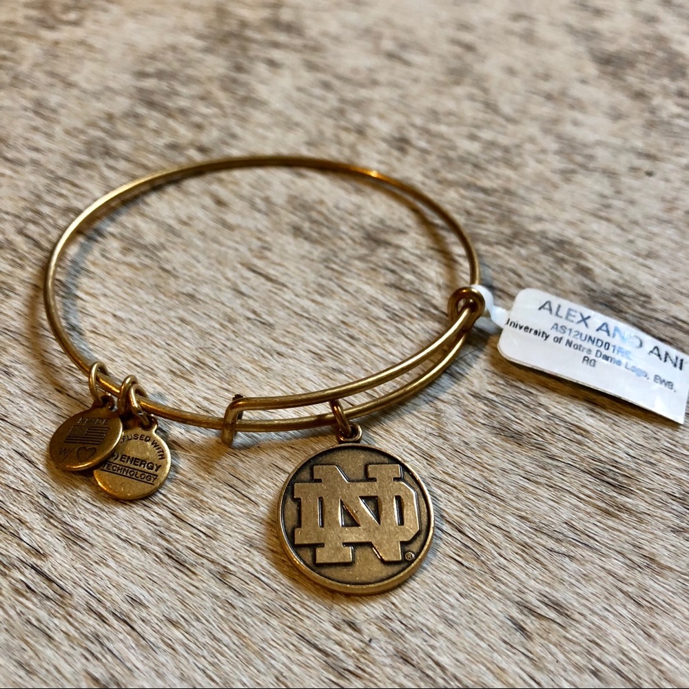 NWT Alex and Ani Gold Notre Dame Bracelet